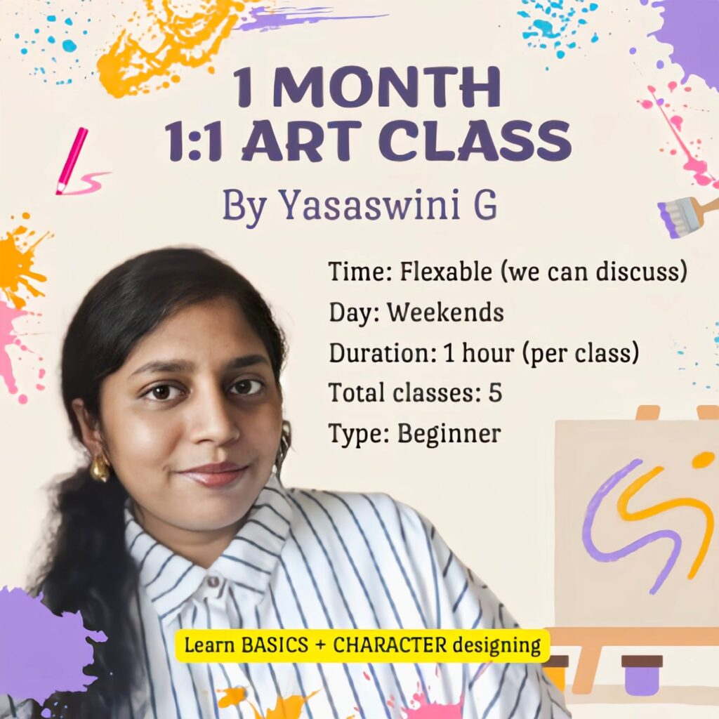 1 month 1:1 art class (online)